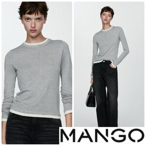 FINE-KNIT SWEATER WITH CONTRASTING TRIMS